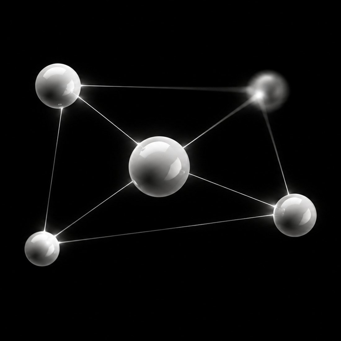 Connected spheres representing a remote team